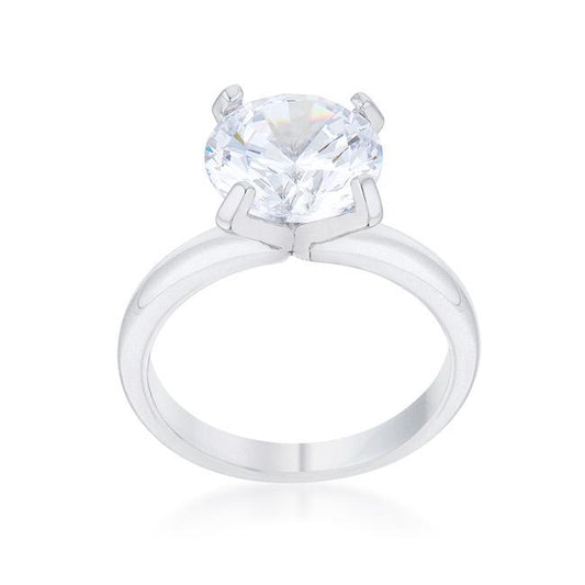 Hanna 4.4ct CZ Rhodium Classic Solitaire Ring freeshipping - Higher Class Elegance