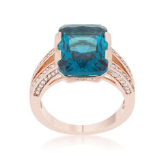 Rema 8.6ct Aqua CZ Rose Gold Emerald Classic Cocktail Ring freeshipping - Higher Class Elegance