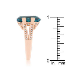 Rema 8.6ct Aqua CZ Rose Gold Emerald Classic Cocktail Ring freeshipping - Higher Class Elegance