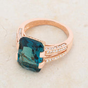 Rema 8.6ct Aqua CZ Rose Gold Emerald Classic Cocktail Ring freeshipping - Higher Class Elegance