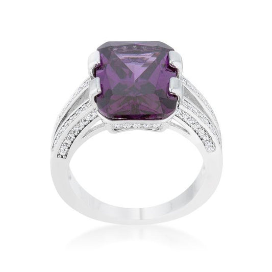 Rema 8.6ct Amethyst CZ Rhodium Emerald Classic Cocktail Ring freeshipping - Higher Class Elegance