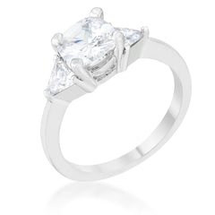 Shonda 1.8ct Clear CZ Rhodium Cushion Classic Statement Ring freeshipping - Higher Class Elegance