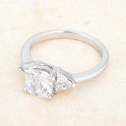 Shonda 1.8ct Clear CZ Rhodium Cushion Classic Statement Ring freeshipping - Higher Class Elegance