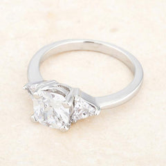 Shonda 1.8ct Clear CZ Rhodium Cushion Classic Statement Ring freeshipping - Higher Class Elegance