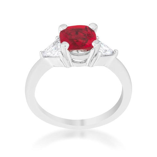 Shonda 1.8ct Garnet CZ Rhodium Cushion Classic Statement Ring freeshipping - Higher Class Elegance