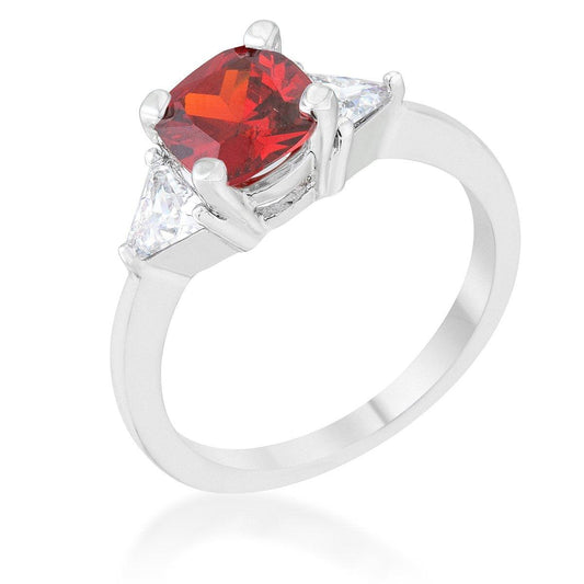 Shonda 1.8ct Ruby CZ Rhodium Cushion Classic Statement Ring freeshipping - Higher Class Elegance