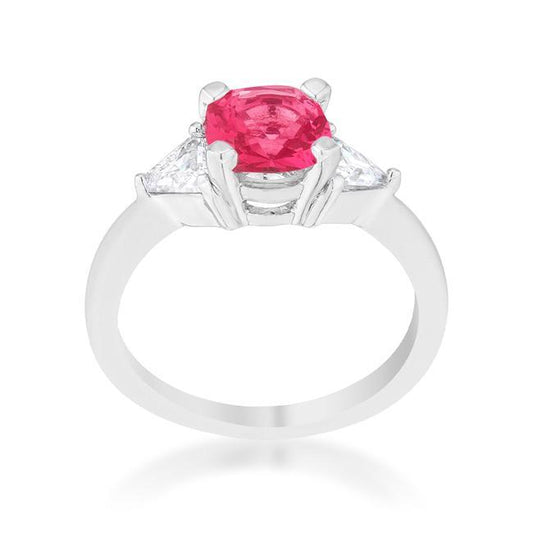 Shonda 1.8ct Fuchsia CZ Rhodium Cushion Classic Statement Ring freeshipping - Higher Class Elegance