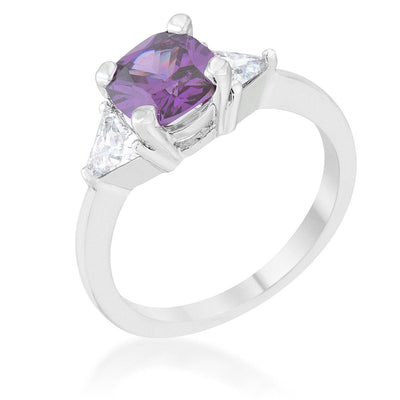 Shonda 1.8ct Amethyst CZ Rhodium Cushion Classic Statement Ring freeshipping - Higher Class Elegance