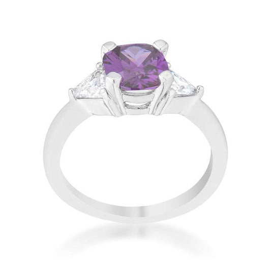 Shonda 1.8ct Amethyst CZ Rhodium Cushion Classic Statement Ring freeshipping - Higher Class Elegance