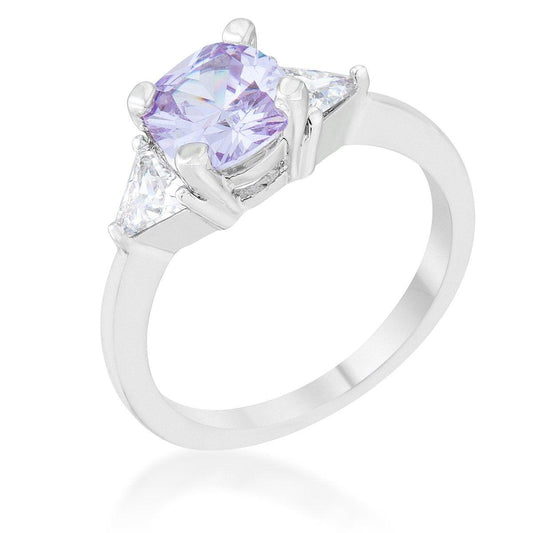 Shonda 1.8ct Lavender CZ Rhodium Cushion Classic Statement Ring freeshipping - Higher Class Elegance