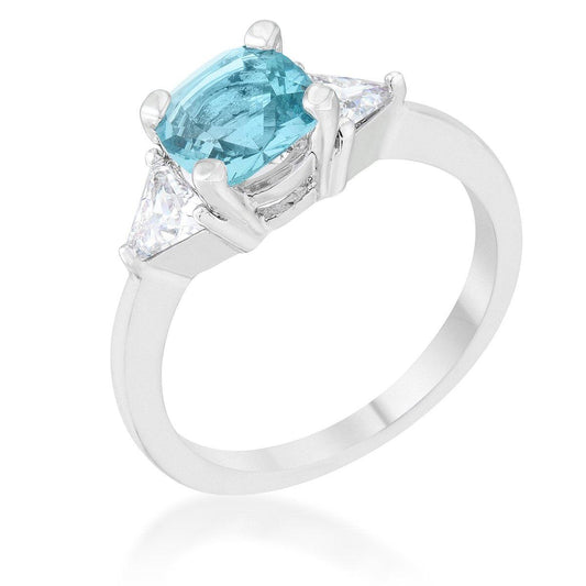Shonda 1.8ct Blue Topaz CZ Rhodium Cushion Classic Statement Ring freeshipping - Higher Class Elegance