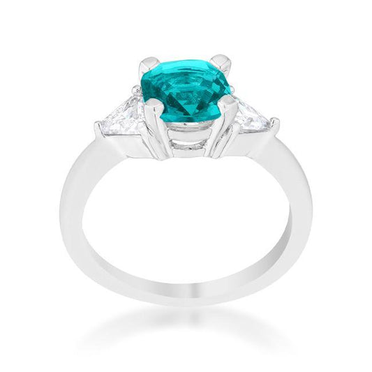 Shonda 1.8ct Aqua CZ Rhodium Cushion Classic Statement Ring freeshipping - Higher Class Elegance