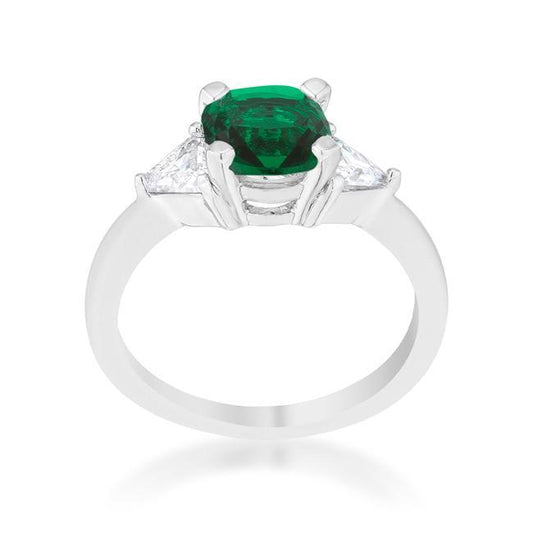 Shonda 1.8ct Emerald CZ Rhodium Cushion Classic Statement Ring freeshipping - Higher Class Elegance