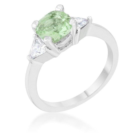 Shonda 1.8ct Peridot CZ Rhodium Cushion Classic Statement Ring freeshipping - Higher Class Elegance