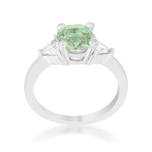 Shonda 1.8ct Peridot CZ Rhodium Cushion Classic Statement Ring freeshipping - Higher Class Elegance