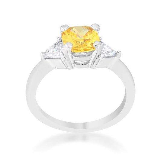 Shonda 1.8ct Canary CZ Rhodium Cushion Classic Statement Ring freeshipping - Higher Class Elegance