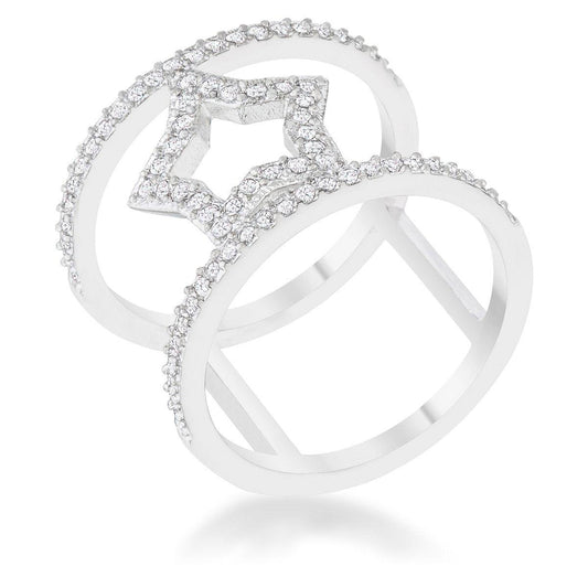 Nailey 0.75ct CZ Rhodium Star Contemporary Ring freeshipping - Higher Class Elegance