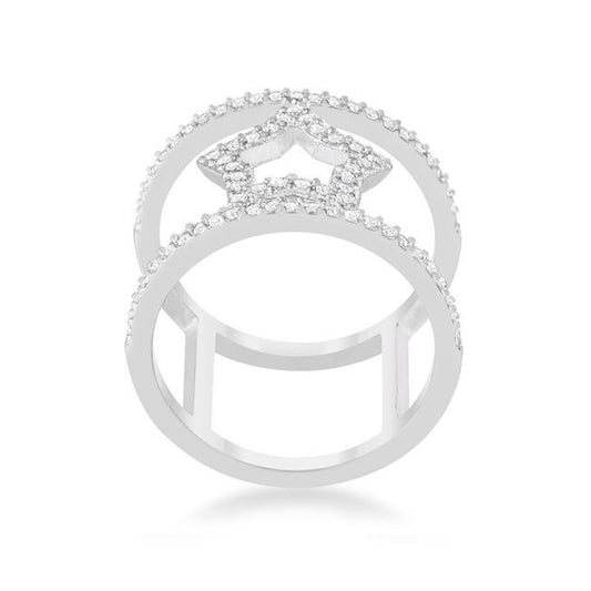Nailey 0.75ct CZ Rhodium Star Contemporary Ring freeshipping - Higher Class Elegance
