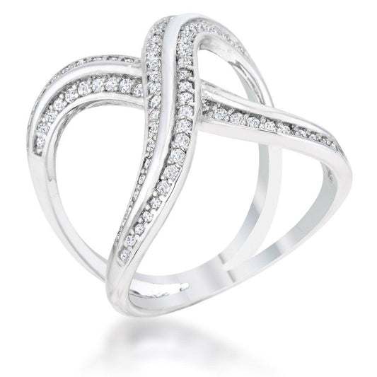 Christa 0.4ct CZ Rhodium Pave X Ring freeshipping - Higher Class Elegance