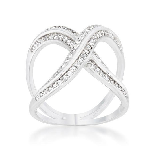 Christa 0.4ct CZ Rhodium Pave X Ring freeshipping - Higher Class Elegance
