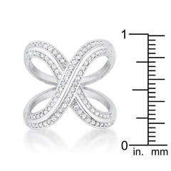 Christa 0.4ct CZ Rhodium Pave X Ring freeshipping - Higher Class Elegance