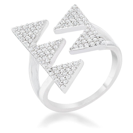 Nori 0.63ct CZ Rhodium Geometric Contemporary Ring freeshipping - Higher Class Elegance