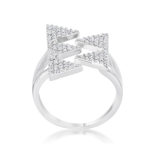 Nori 0.63ct CZ Rhodium Geometric Contemporary Ring freeshipping - Higher Class Elegance