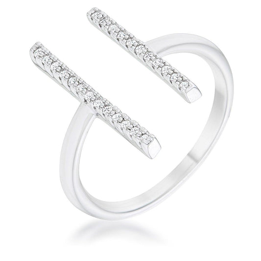 Sharna 12ct CZ Rhodium Parallel Contemporary Ring freeshipping - Higher Class Elegance
