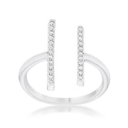 Sharna 12ct CZ Rhodium Parallel Contemporary Ring freeshipping - Higher Class Elegance