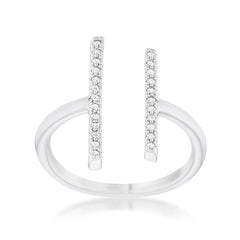 Sharna 12ct CZ Rhodium Parallel Contemporary Ring freeshipping - Higher Class Elegance