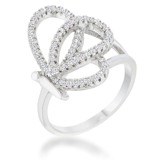 Bea 0.4ct CZ Rhodium Pave Butterfly Ring freeshipping - Higher Class Elegance