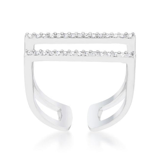 Jenn 0.2ct CZ Rhodium Pave Parallel Ring freeshipping - Higher Class Elegance