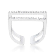 Jenn 0.2ct CZ Rhodium Pave Parallel Ring freeshipping - Higher Class Elegance