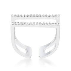 Jenn 0.2ct CZ Rhodium Pave Parallel Ring freeshipping - Higher Class Elegance