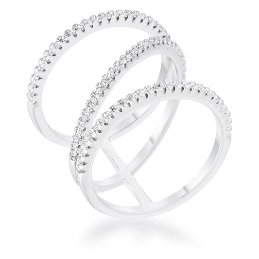 Shauna 0.4ct CZ Rhodium Wide Contemporary Ring freeshipping - Higher Class Elegance