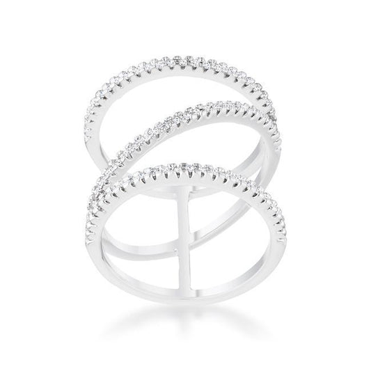 Shauna 0.4ct CZ Rhodium Wide Contemporary Ring freeshipping - Higher Class Elegance