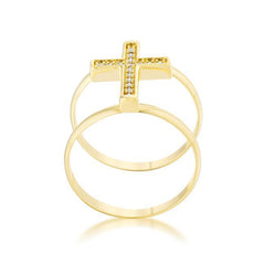 Francis 0.08ct CZ 14k Gold Contemporary Cross Ring freeshipping - Higher Class Elegance