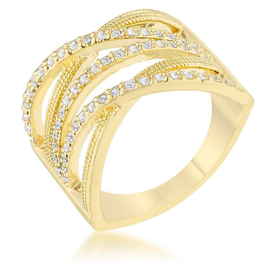 Greta 0.57ct CZ 14k Gold Wide Cocktail Cable Ring freeshipping - Higher Class Elegance