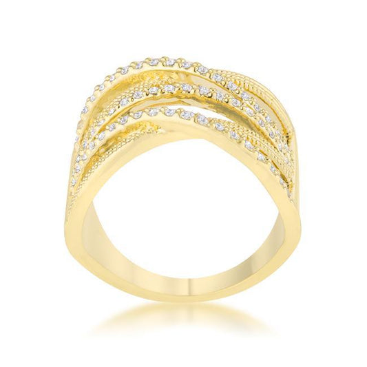 Greta 0.57ct CZ 14k Gold Wide Cocktail Cable Ring freeshipping - Higher Class Elegance