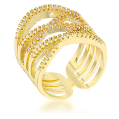 Mandy 0.6ct CZ 14k Gold Contemporary Wide Ring freeshipping - Higher Class Elegance