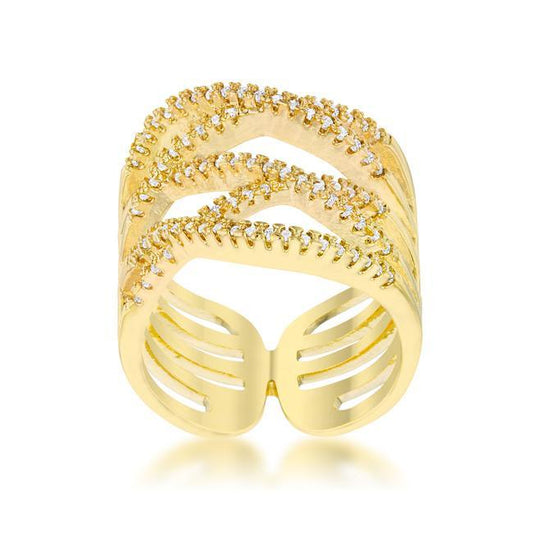 Mandy 0.6ct CZ 14k Gold Contemporary Wide Ring freeshipping - Higher Class Elegance