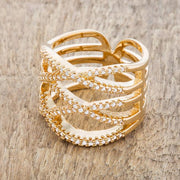 Mandy 0.6ct CZ 14k Gold Contemporary Wide Ring freeshipping - Higher Class Elegance