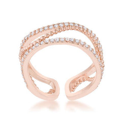 Marina 0.5ct CZ Rose Gold Abstract Cuff Ring freeshipping - Higher Class Elegance