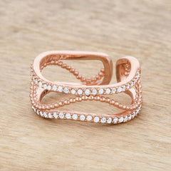 Marina 0.5ct CZ Rose Gold Abstract Cuff Ring freeshipping - Higher Class Elegance