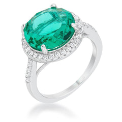 Emie 7.3ct Blue Green CZ Rhodium Classic Ring freeshipping - Higher Class Elegance
