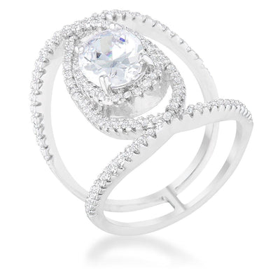 Maura 2.4ct CZ Rhodium Contemporary Cocktail Ring freeshipping - Higher Class Elegance