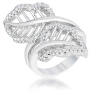 Lina 0.4ct CZ Rhodium Leaf Wrap Ring freeshipping - Higher Class Elegance