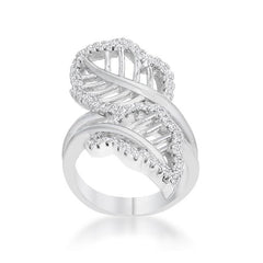 Lina 0.4ct CZ Rhodium Leaf Wrap Ring freeshipping - Higher Class Elegance