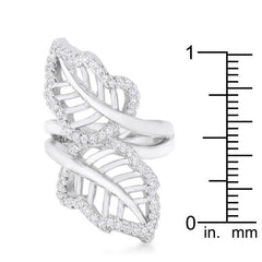 Lina 0.4ct CZ Rhodium Leaf Wrap Ring freeshipping - Higher Class Elegance