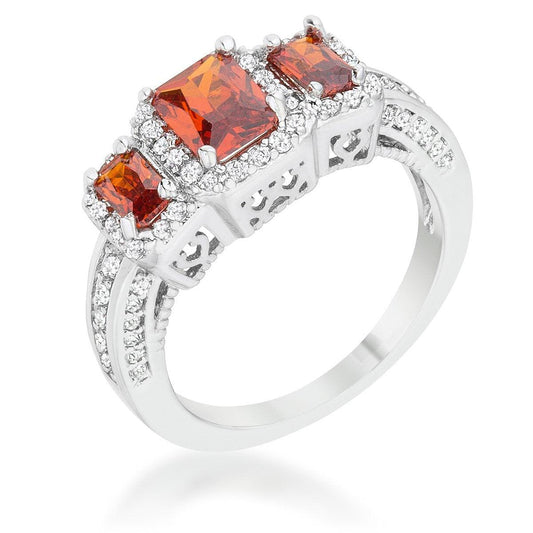 Rita 2.3ct Garnet CZ Rhodium Classic Trio Ring freeshipping - Higher Class Elegance